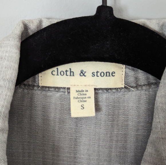 Anthropologie Grey Chambray Peplum Top - Picture 5 of 6